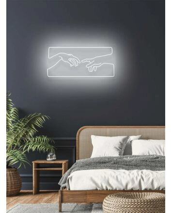 The creation of Adam Iconic Neon Artistic Expression