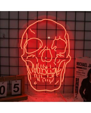 Skull Neon Skilt Edgy Neon Art for a Bold Statement