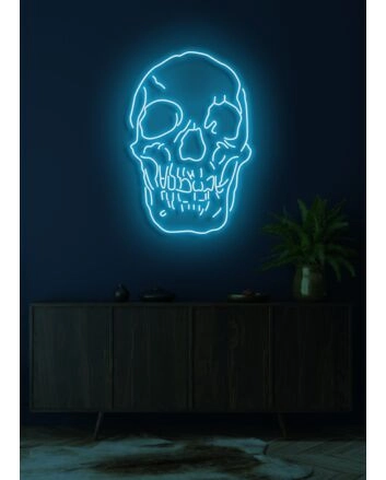 Skull Neon Skilt Edgy Neon Art for a Bold Statement