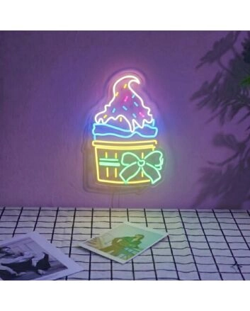 Festive Ice Cream Cup Celebratory Neon for Party Themes