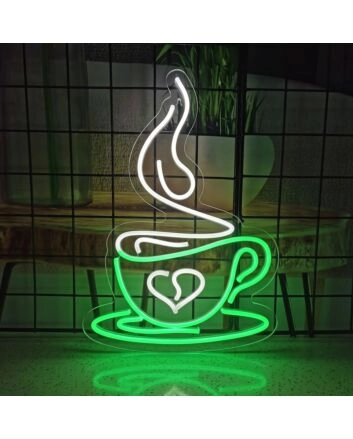 Coffee Cup Heart Warm Hearts with Charming Neon