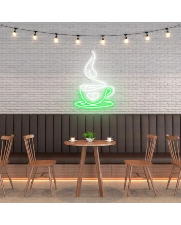 Coffee Cup Heart Warm Hearts with Charming Neon