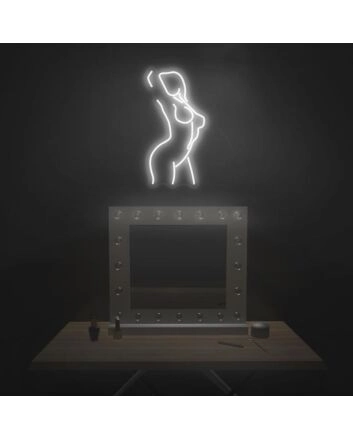 Female Figure Celebrate Beauty with Elegant Neon
