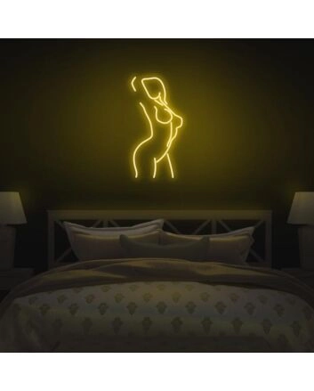 Female Figure Celebrate Beauty with Elegant Neon