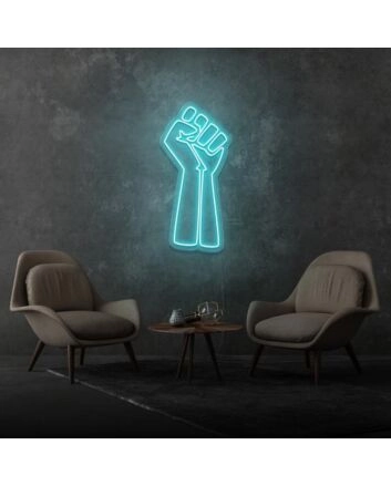 Raised fist Empower and Inspire with Bold Neon Sign