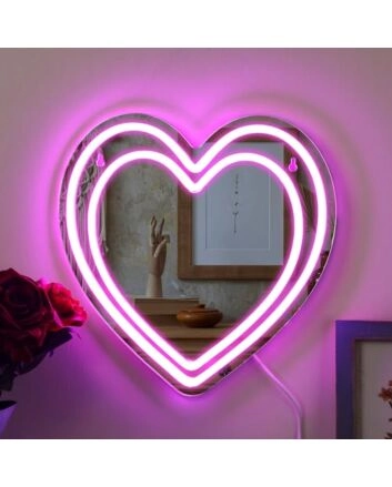 Radiant Love Heart Neon Mirror LED Wall Art Sign