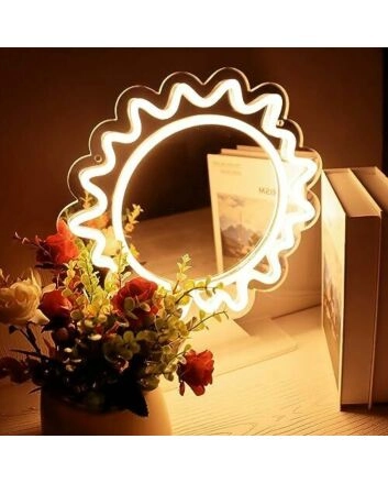 Radiant Sunburst Neon Mirror Signs
