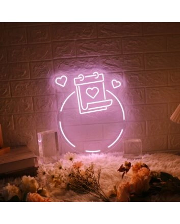 Love and calendar neon sign