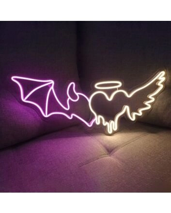 &#39;Wings with heart&#39; neon sign