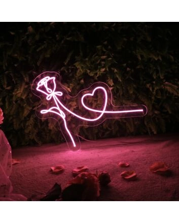 &#39;Rose and heart&#39; neon sign