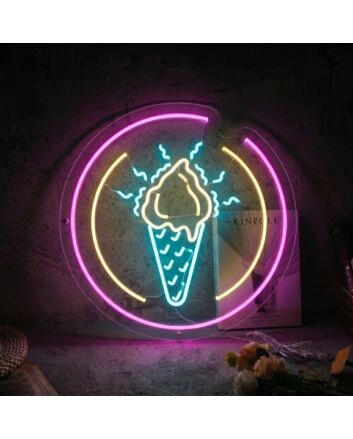 Chill Out Ice Cream Cone Neon Sign