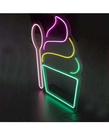 Satisfy Your Cravings Ice Cream Neon Sign