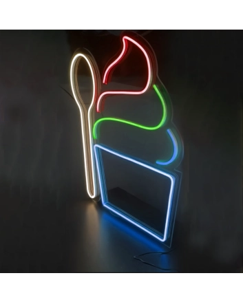 Satisfy Your Cravings Ice Cream Neon Sign