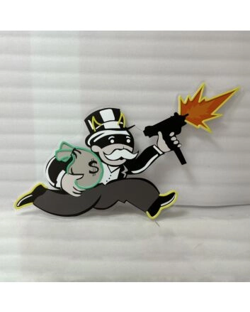 Violent Monopoly Gun Neon X Acrylic Artwork