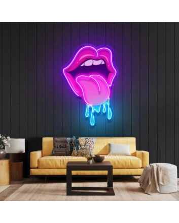 Lips Dripping Led Neon Acrylic Artwork