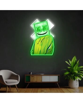 X Mask Cartoon Neon X Acrylic Artwork