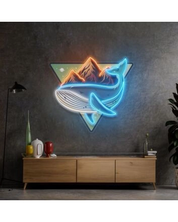 Whale On Mountain Top Led Neon Sign Light Pop Art