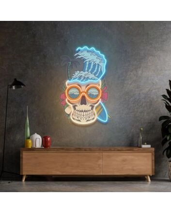 Skull Beach Led Neon Sign Light Pop Art