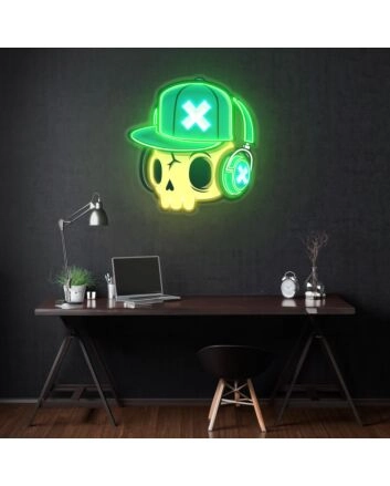 Skull And Headphones Led Neon Acrylic Artwork