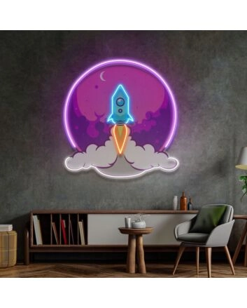Rocket Launch Led Neon Sign Light Pop Art