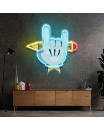 Rock Hand Led Neon Sign Light Pop Art