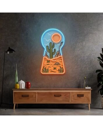 Red Desert Led Neon Acrylic Artwork