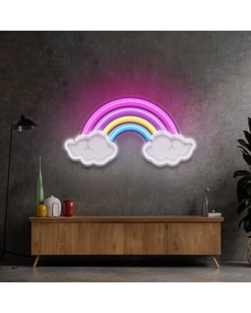 Rainbow Floating On Clouds Led Neon Sign Light Pop Art