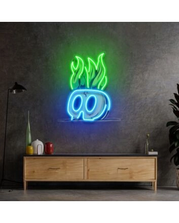 Potted Plant Skull Head Cartoon Led Neon Sign Light Pop Art