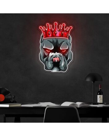 Pitbull In Crown Neon Sign X Acrylic Artwork
