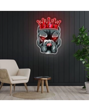 Pitbull In Crown Neon Sign X Acrylic Artwork