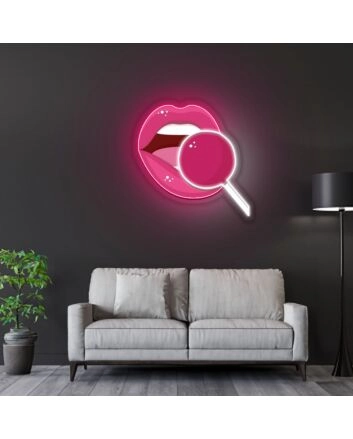 Pink Lip Neon Sign X Acrylic Artwork