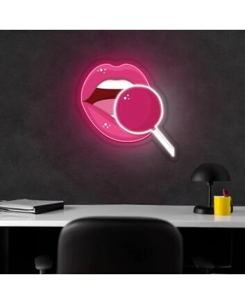 Pink Lip Neon Sign X Acrylic Artwork