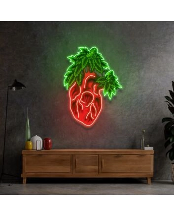 Heart Marijuana Led Neon Sign Light Pop Art