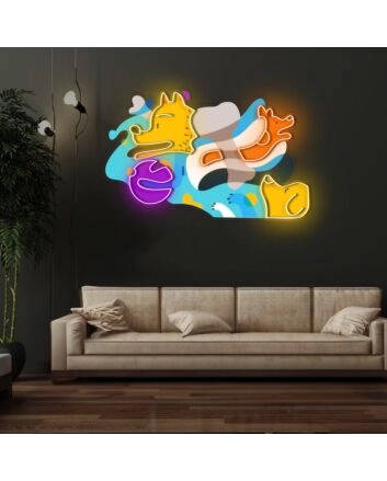 Picasso Puppies Neon X Acrylic Artwork