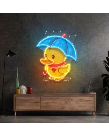 Duck Walking Under Rain Led Neon Sign Light Pop Art