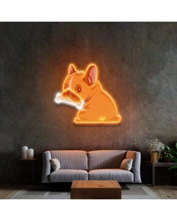Dog Gnawing Bone Led Neon Sign Light Pop Art