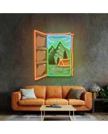 Camping On Hills Led Neon Sign Light Pop Art