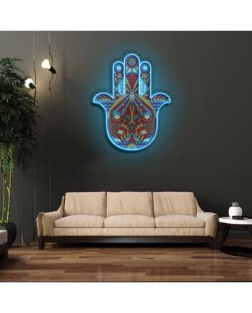Hamsa Neon X Acrylic Artwork