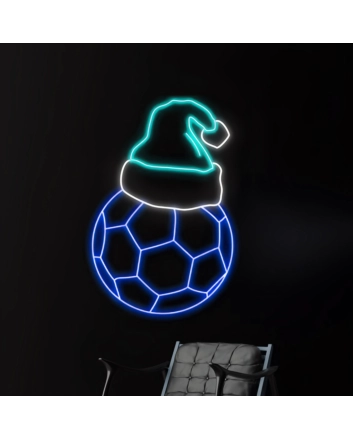 Christmas Hat Soccer Neon Sign