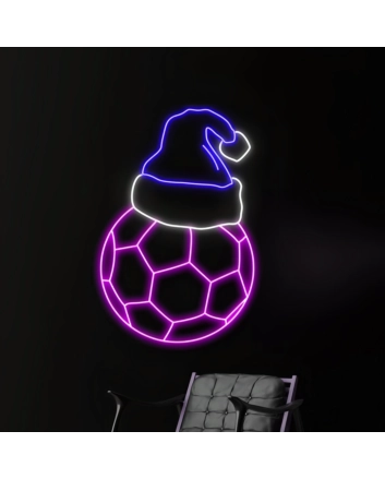 Christmas Hat Soccer Neon Sign
