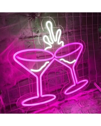 Clinking Wine Glasses Neon Light