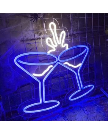 Clinking Wine Glasses Neon Light