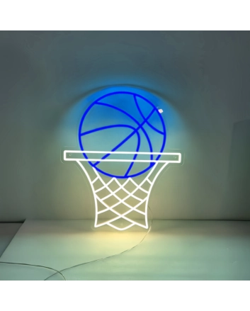 Basketball on Hoop Neon Sign