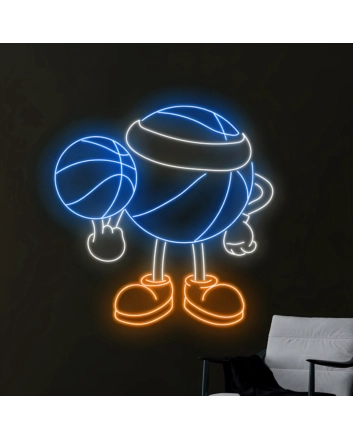 Playful Basketball Kid Neon Sign