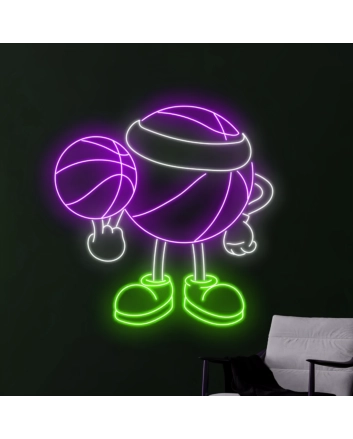 Playful Basketball Kid Neon Sign