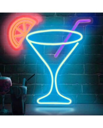 Minimalist Cocktail Glass Neon Light