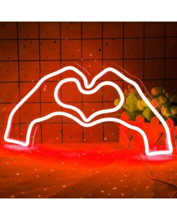Hands Forming Heart Shape Neon Light