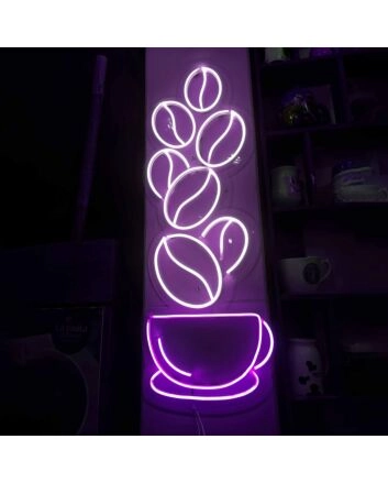 Coffee Beans and Cup Neon Sign