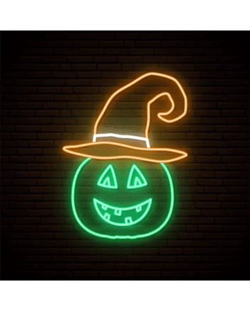 Halloween Pumpkin with Hat and Smile Neon Sign