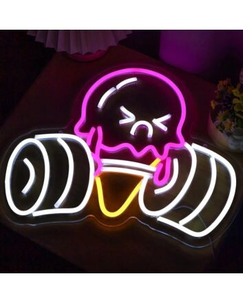 Cute Weightlifting Ice Cream Neon Sign
